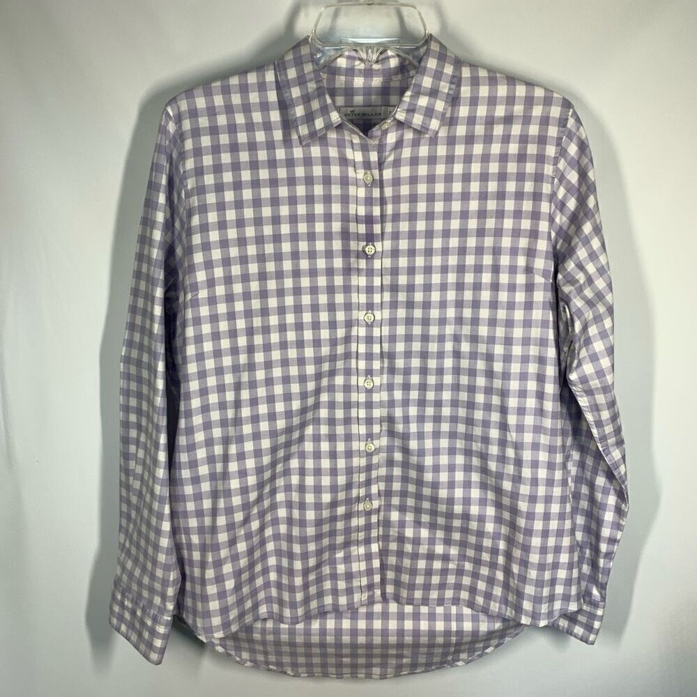 Peter Millar Women's Checkered Button Down Long Sleeve Shirt Size Medium